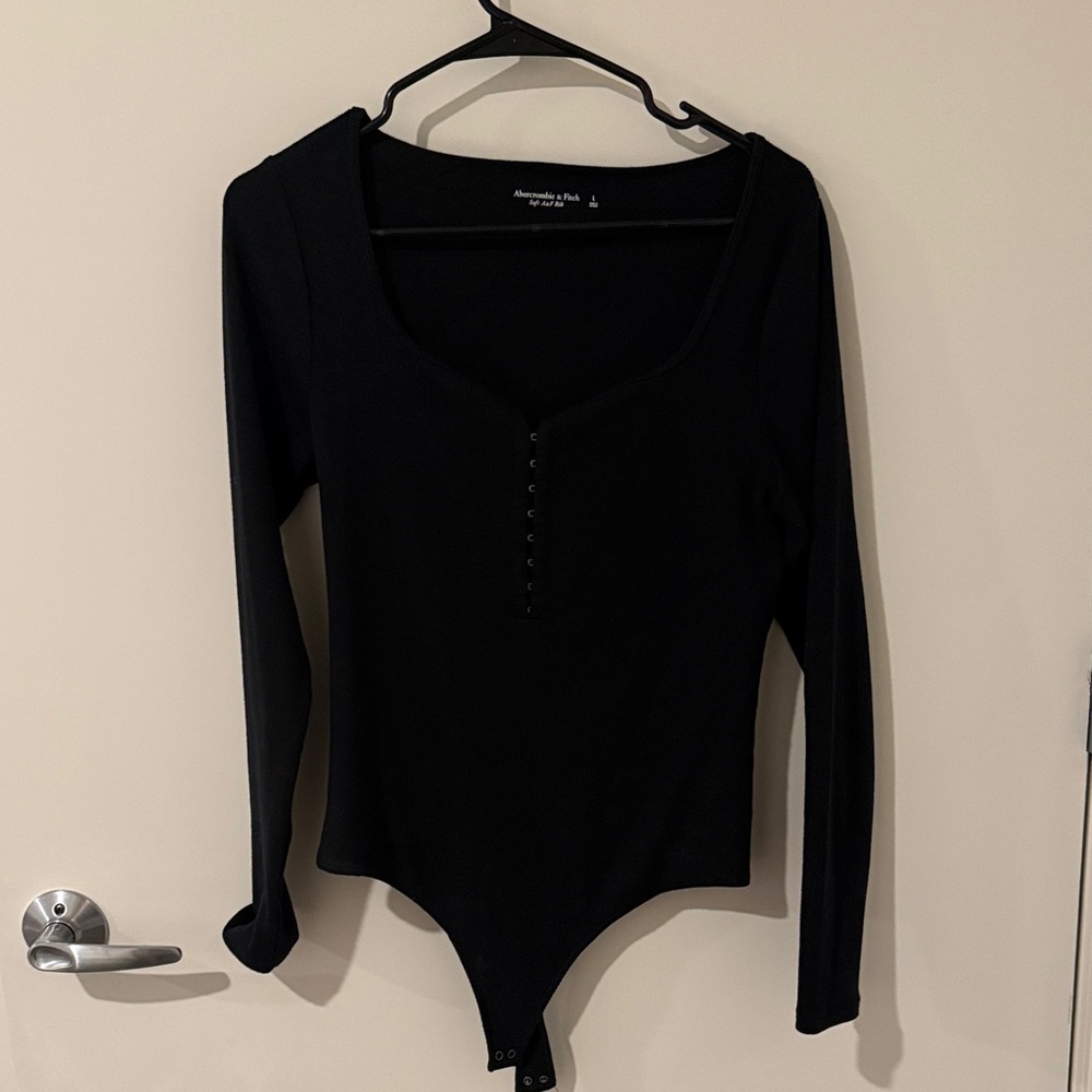 Abercrombie & Fitch Black Button-Up Bodysuit